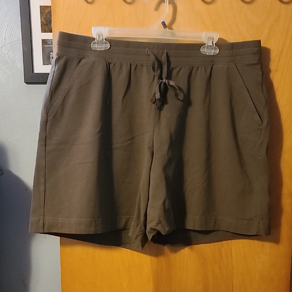 Karen Scott Dark Brown Cotton Shorts with Elastic Waist - Picture 1 of 5